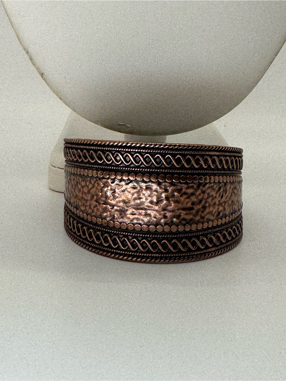 Hammered Copper Wide Cuff Bracelet - Copper Tone